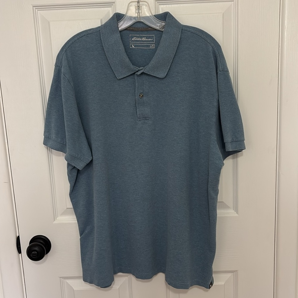 Eddie Bauer Short Sleeve Cotton Polo Shirt Blue